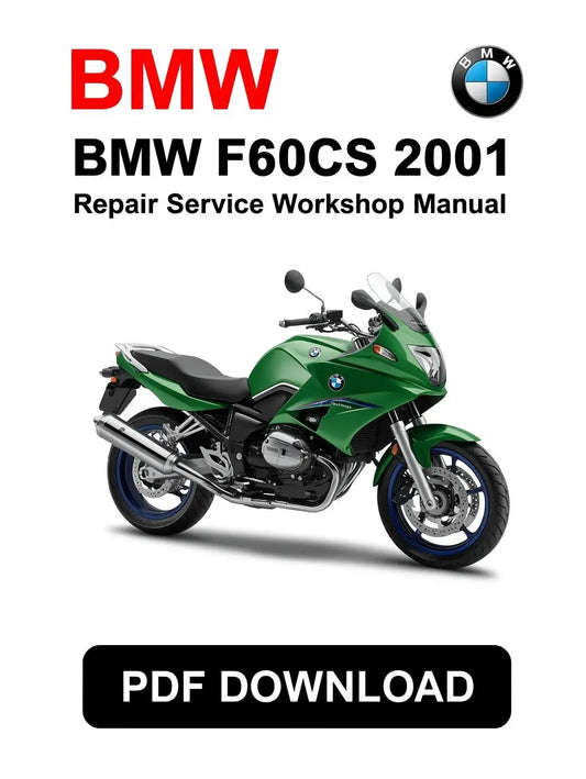 BMW F60CS 2001 repair service workshop manual PDF download on a white background with BMW logo. Manualsbay.Com