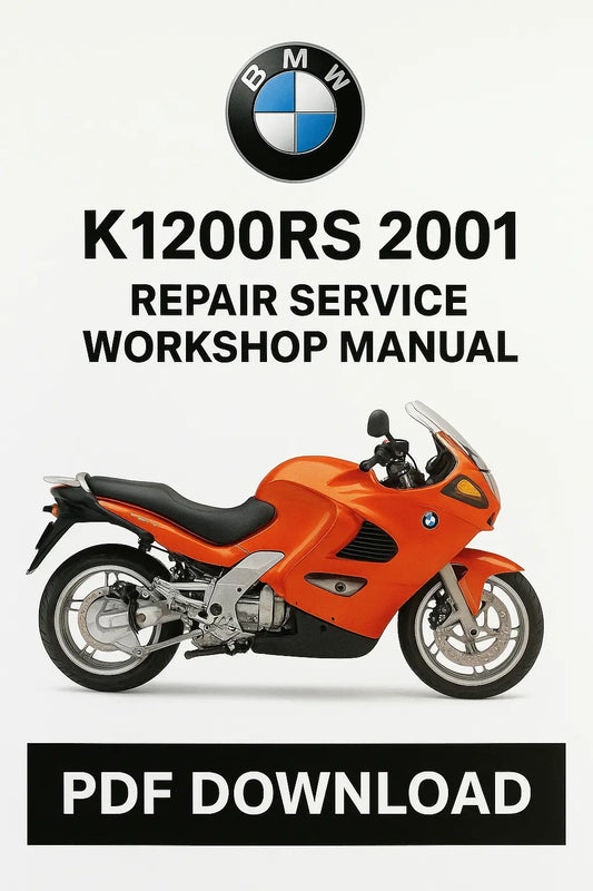 BMW K1200RS 2001 repair service workshop manual PDF download with BMW logo on a white background.