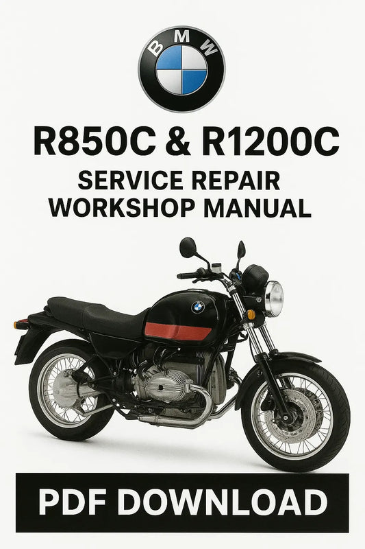 BMW R850C & R1200C service repair workshop manual PDF download on a white background with BMW logo.