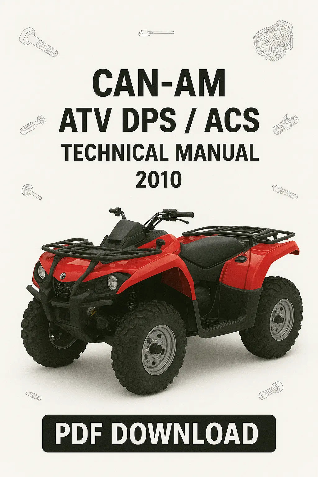 Can-Am ATV DPS/ACS technical manual cover with a red ATV on a white background