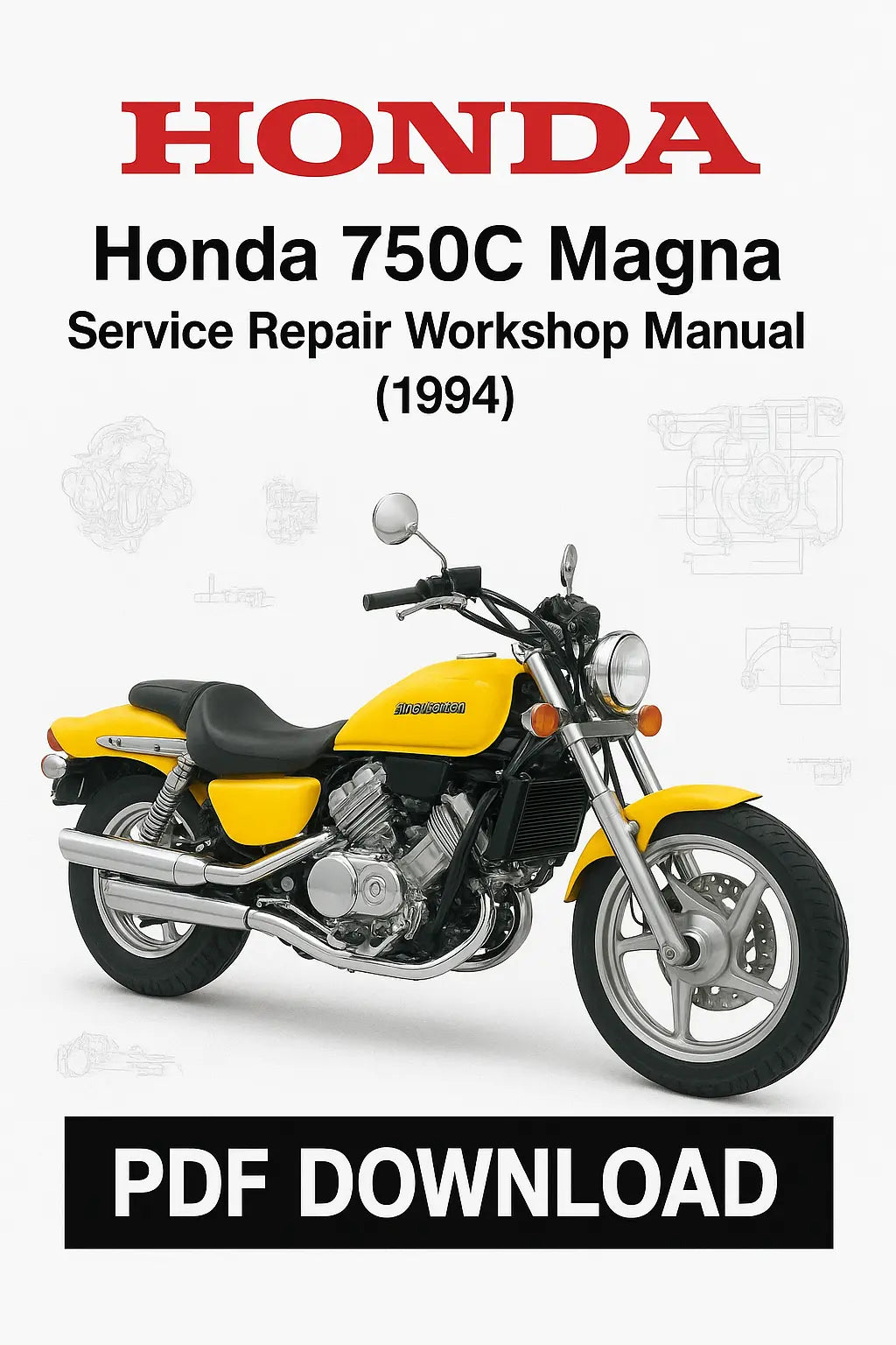 Honda 750C Magna service repair workshop manual cover with motorcycle illustration on a white background