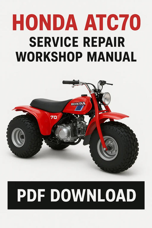 Honda ATC70 service repair workshop manual PDF download with a red ATV on a white background