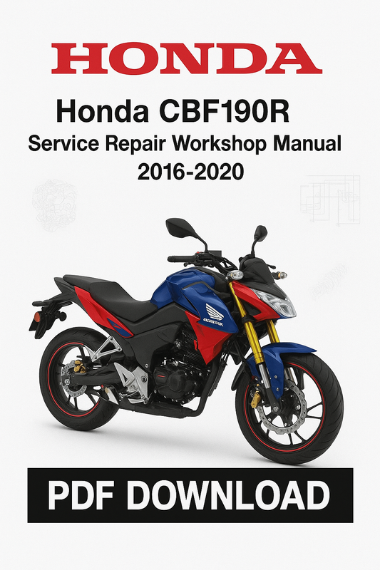 Honda CBF190R service repair workshop manual cover with motorcycle image on a white background