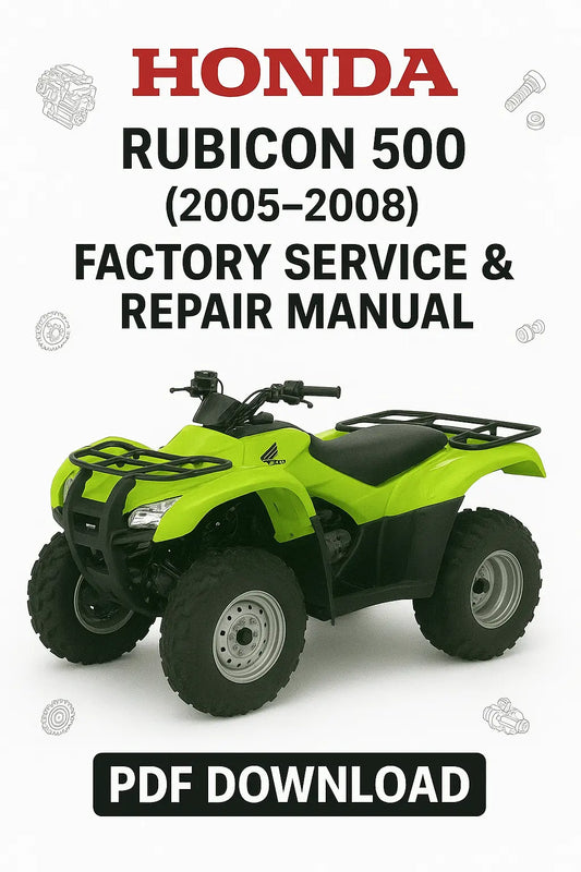 Honda Rubicon 500 service and repair manual cover with green ATV on a white background