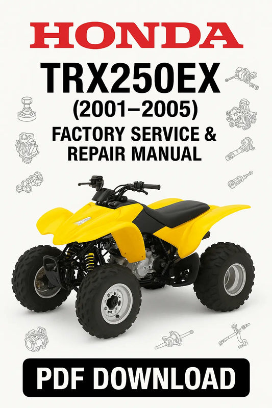 Honda TRX250EX service and repair manual cover with a yellow ATV on a white background