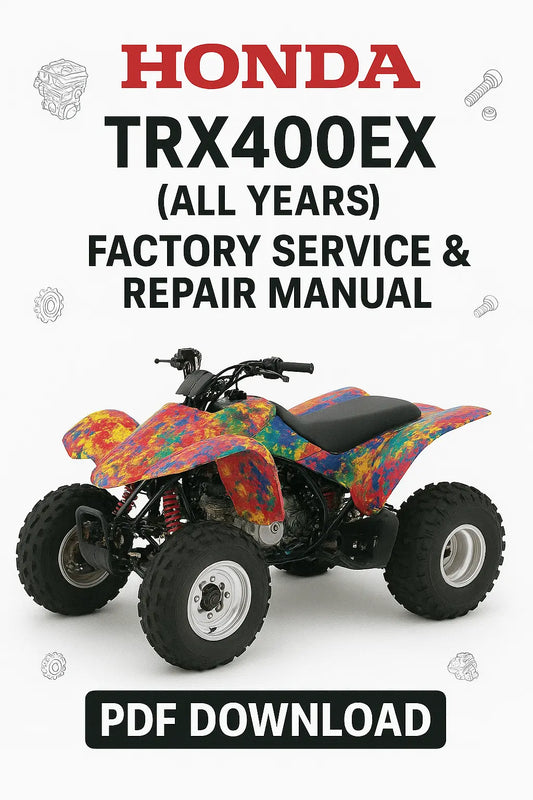 Honda TRX400EX service and repair manual cover with a colorful ATV on a white background