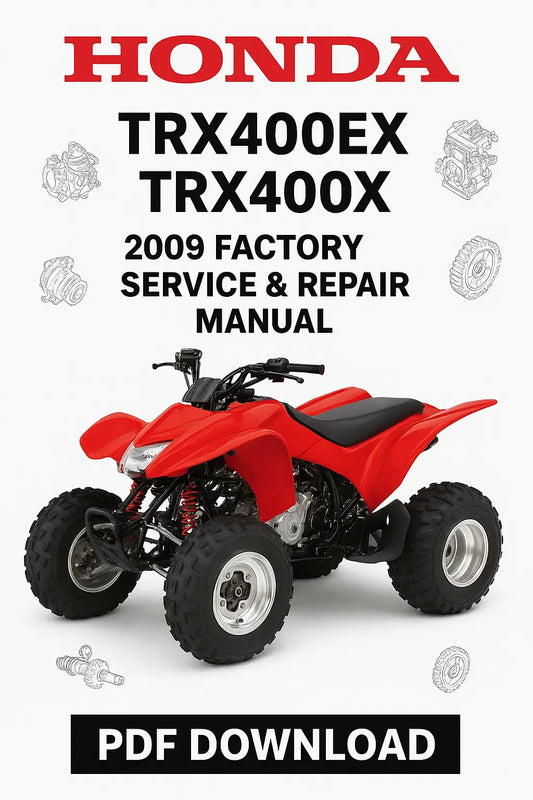 Honda ATV repair manual cover with red ATV on a white background