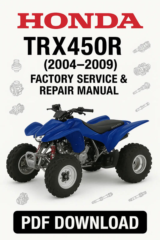 Honda TRX450R service and repair manual cover with a blue ATV on a white background