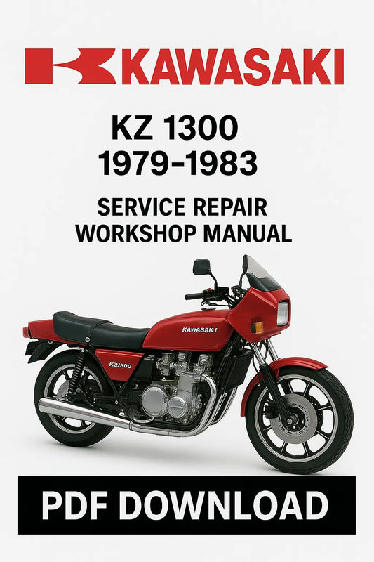 Kawasaki KZ 1300 service repair workshop manual cover with motorcycle image and text.