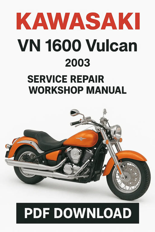 Kawasaki VN 1600 Vulcan 2003 service repair workshop manual cover with motorcycle illustration.