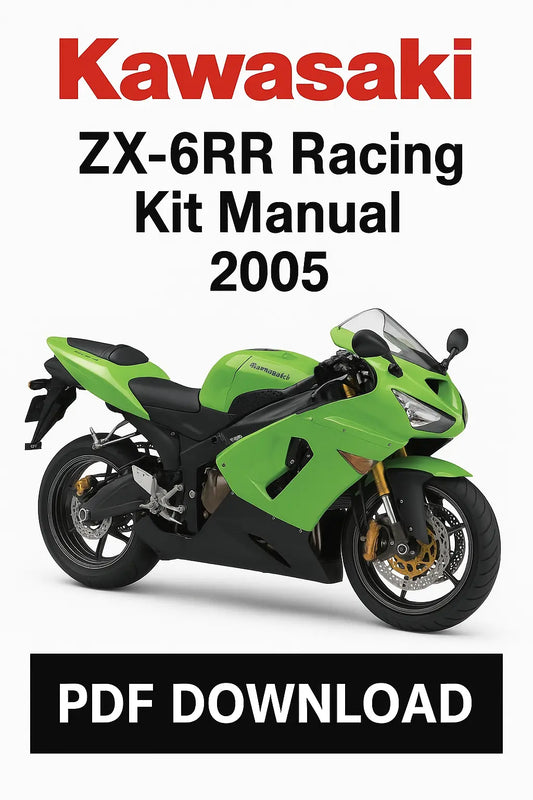 Kawasaki ZX-6RR Racing Kit Manual cover with green motorcycle on a white background