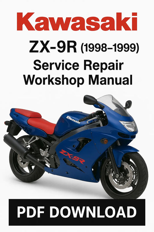 Kawasaki ZX-9R service repair workshop manual cover with motorcycle image
