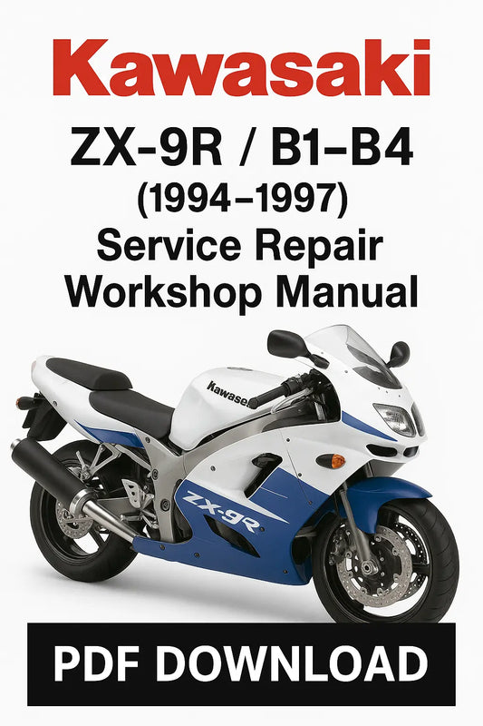 Kawasaki ZX-9R/B1-B4 service repair workshop manual cover with motorcycle image.