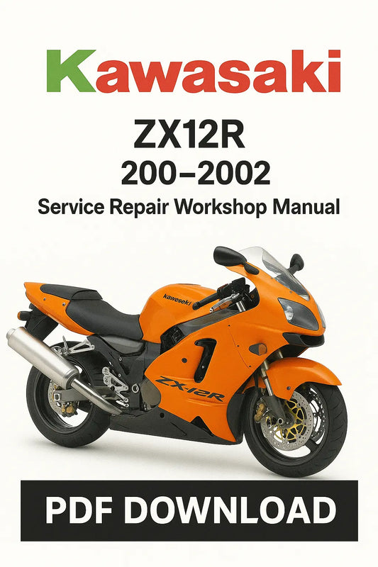 Kawasaki ZX12R 200-2002 service repair workshop manual cover with motorcycle image.