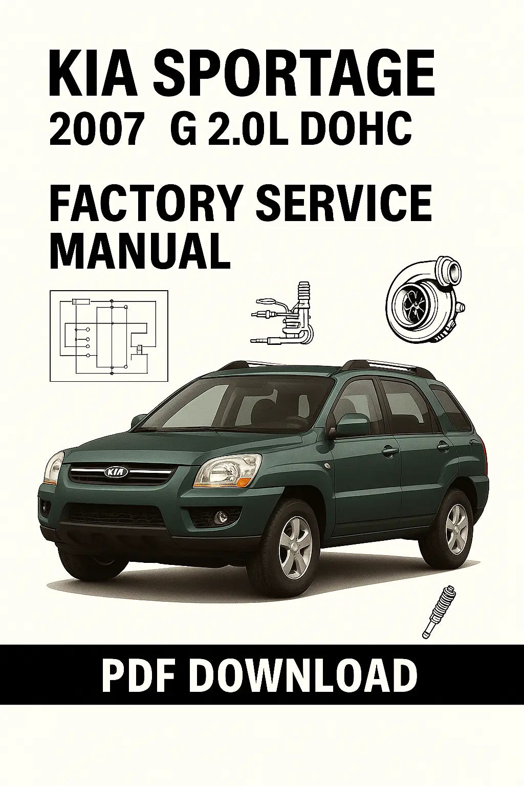 Download Kia Sportage 2007 G 2.0L DOHC Factory Service Repair Manual PDF with detailed diagrams, torque specifications, and troubleshooting