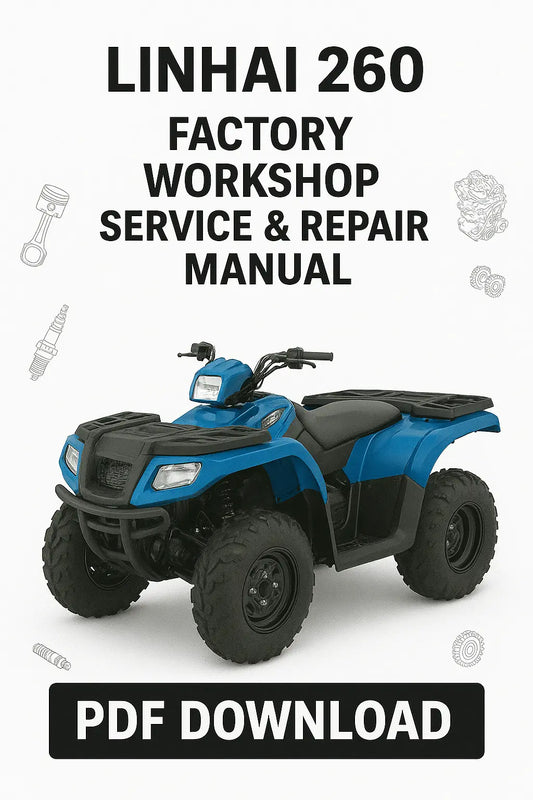 LINHAI 260 ATV with workshop service and repair manual text on a white background