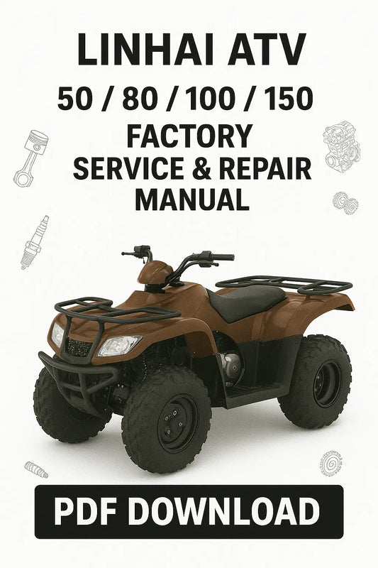 LINHAI ATV service and repair manual PDF download on a white background with an ATV illustration.