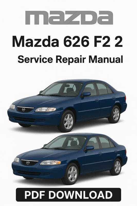 Mazda 626 F2 2 service repair manual PDF download with car images on a white background