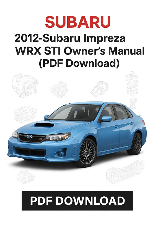 2012 Subaru Impreza WRX STI owner's manual PDF download with car image on white background