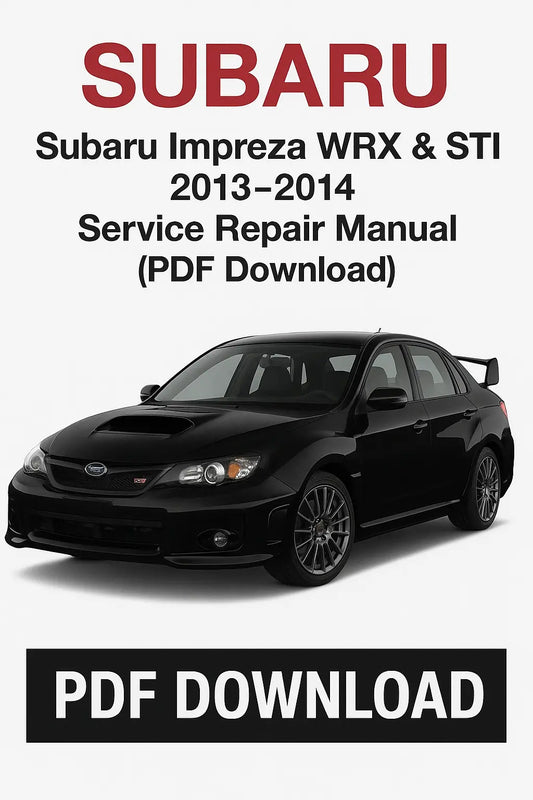 Subaru Impreza WRX & STI service repair manual cover with a black car on a white background