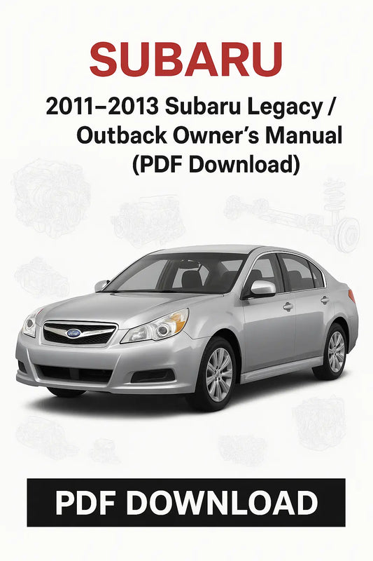 2011-2013 Subaru Legacy/Outback owner's manual PDF download with car image on white background