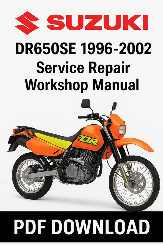 Suzuki DR650SE service repair workshop manual cover with motorcycle image.