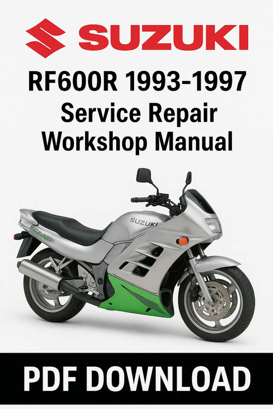 Suzuki RF600R service repair workshop manual cover with motorcycle image and text.