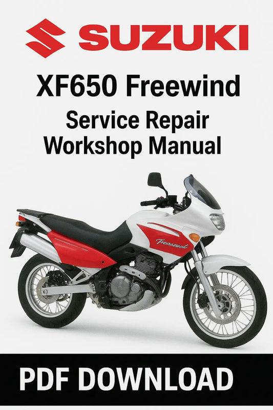 Suzuki XF650 Freewind service repair workshop manual PDF download with motorcycle image on a white background