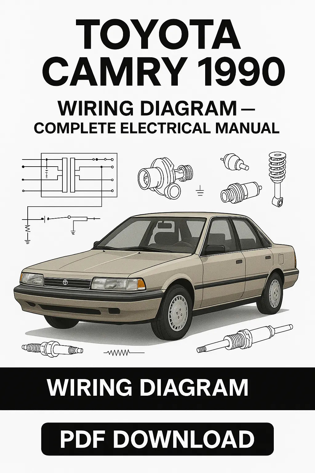 Download Toyota Camry 1990 wiring diagram with full electrical schematics and fuse box layout