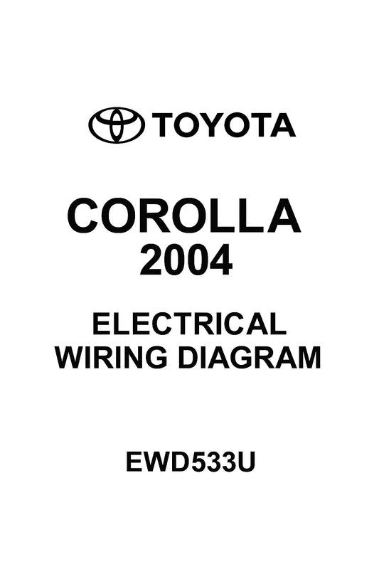 Cover page of the Toyota Corolla 2004 Electrical Wiring Diagram PDF manual showing OEM schematics and wiring layouts