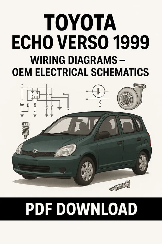 Detailed Toyota Echo Verso 1999 wiring diagrams showing circuits, fuse locations, and wire color codes