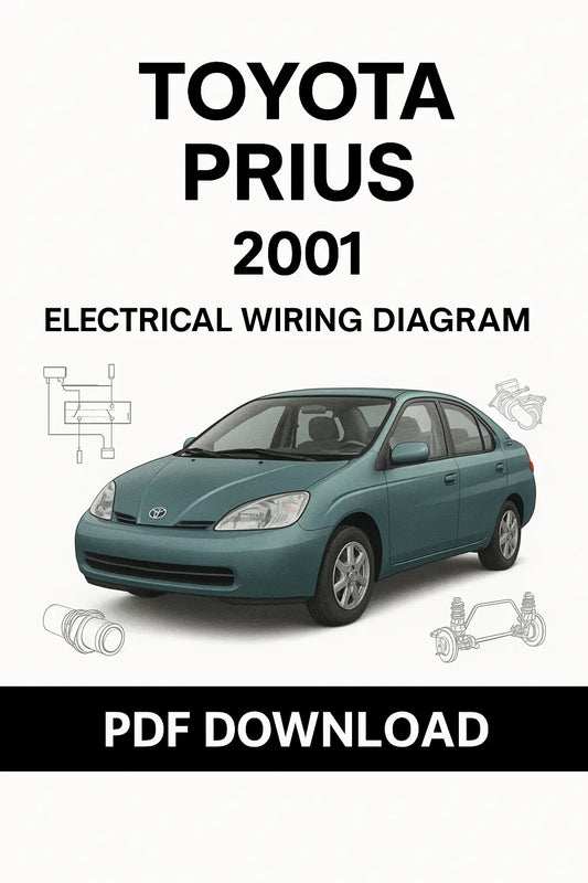 Toyota Prius 2001 electrical wiring schematic showing hybrid battery, inverter, and ECU wiring available on ManualsBay.com