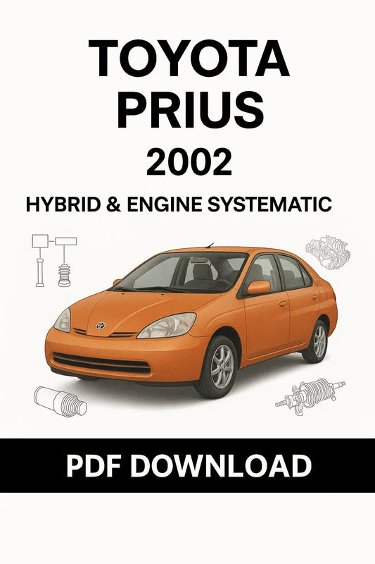 Toyota Prius 2002 hybrid and electrical wiring diagram showing inverter, HV battery, and ECU layout, available on ManualsBay.com