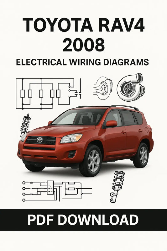 Toyota RAV4 2008 electrical wiring diagram PDF showing complete engine, ECU, fuse box, relays, and lighting system schematics for repair and troubleshooting.