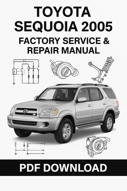 Toyota Sequoia 1st Generation 2005 repair manual cover with SUV illustration and technical diagrams available on ManualsBay