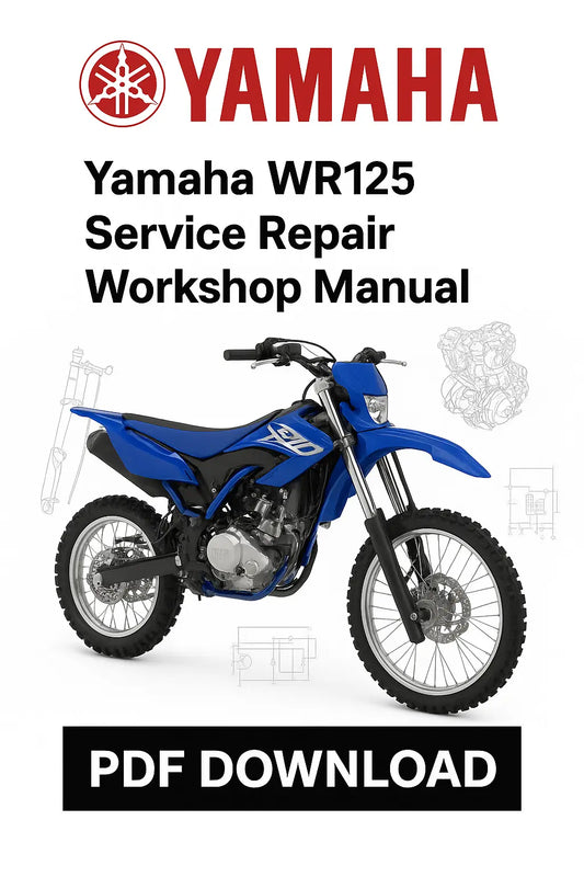 Yamaha WR125 Service Repair Workshop Manual PDF Download with Yamaha logo and motorcycle illustration.