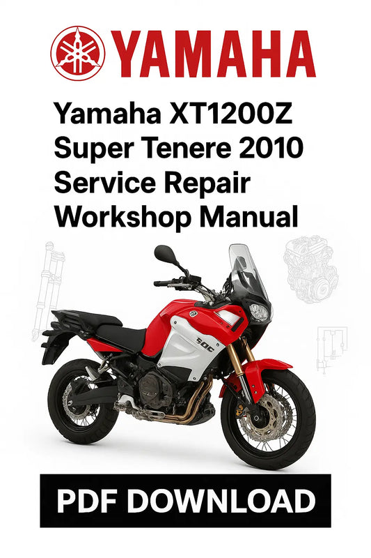 Yamaha XT1200Z Super Tenere 2010 service repair workshop manual PDF download on a white background with Yamaha logo.
