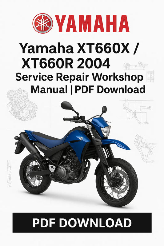 Yamaha XT660X/XT660R 2004 service repair workshop manual PDF download on a white background with Yamaha logo.