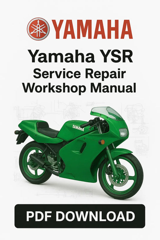 Yamaha YSR service repair workshop manual PDF download with a green motorcycle on a white background