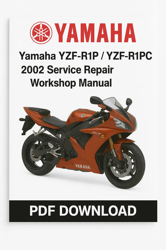 Yamaha YZF-R1P/YZF-R1PC 2002 Service Repair Workshop Manual PDF Download on a white background with Yamaha logo.