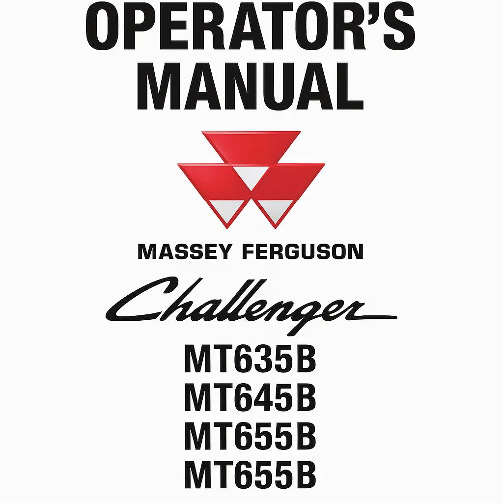 Massey Ferguson Operator's Manual cover for Challenger MT635B, MT645B, MT655B, and MT665B Agricultural Tractors – PDF Download